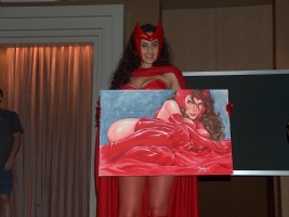 2 Scarlet Witches 2009 Heroes Con Art Auction photo Comic Art